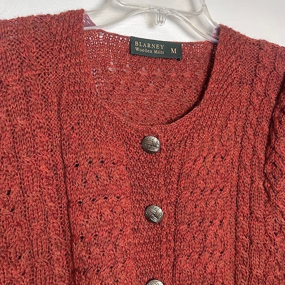 Blarney Woolen Mills Wool Cardigan Sweater Buttons Classic Fisherman Cable Knit - Picture 6 of 17